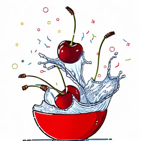 00633-3180441533-three cherries splashing into a bowl of water, sticker, rough lines,((vector)), simple,((flat illustration)), mascot, Cartoon, w.png